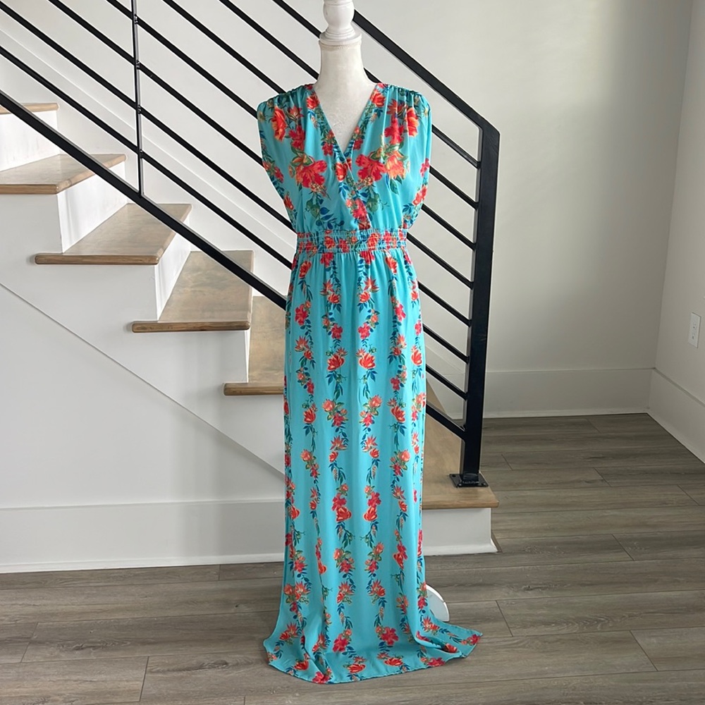 Jealous Tomato Floral Maxi Dress Tropical Vacation Size Large